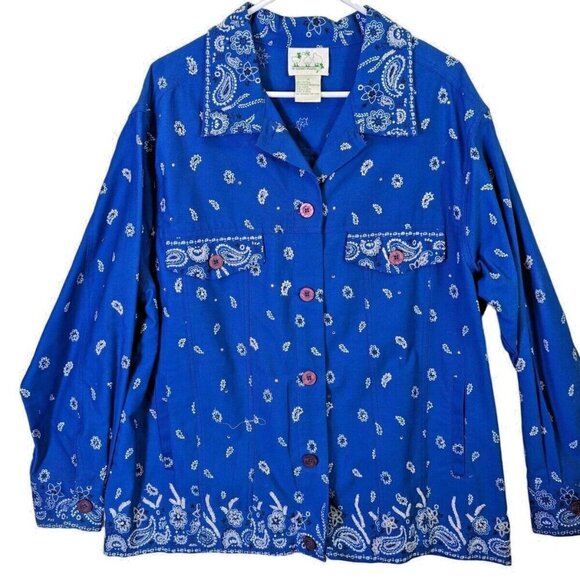 Quacker Factory Jackets & Blazers - Quacker Factory Women Plus size 1X Rhinestone Handkerchief Lightweight Jacket